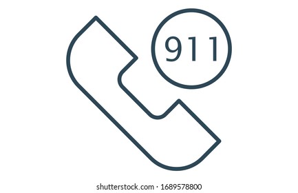 Notrufsymbol mit der Nummer 911. Bildzeichen im Flachstil.