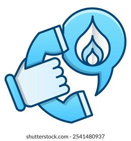 Icono de llamada de emergencia, Ilustración vectorial de gradiente azul