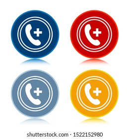 Emergency call icon isolated on trendy flat round buttons set reflected illustration design