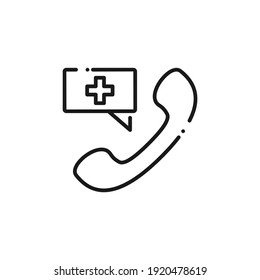 Emergency Call Icon. Medical Support, Ambulance Service Contact Symbol For Health Care Websites, Apps, Logo Design Element.