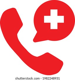 icono de llamada de emergencia en fondo blanco. signo de medicina y salud. símbolo de apoyo médico. estilo plano.