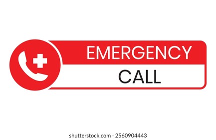 Emergency call icon. Outline for mobile app and website design. Emergency call icon lettering vector from hospital collection.  Vector illustration.	
