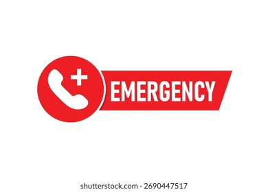 Emergency Call Icon – Red Alert Medical Hotline Symbol for Urgent Services