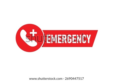 Emergency Call Icon – Red Alert Medical Hotline Symbol for Urgent Services