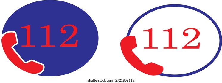 Emergency call icon set, flat design vector illustration.112 emergency call vector icon