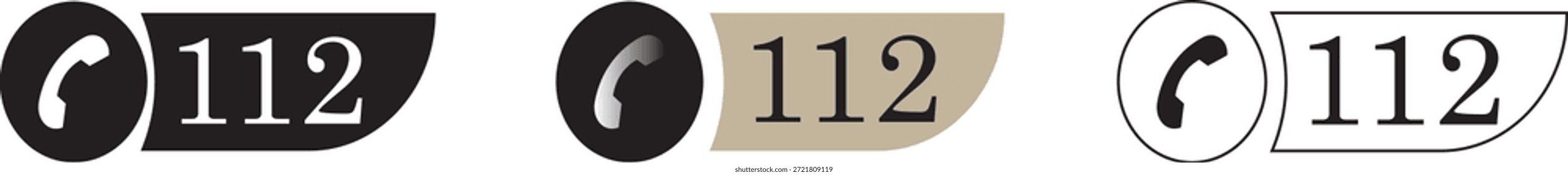 Notruf-Symbolsatz, flaches design, Vektorgrafik.112 Notruf-Vektorsymbol