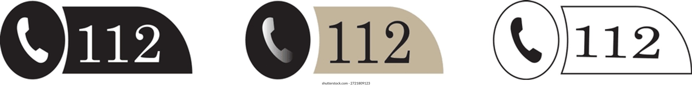 Conjunto de iconos de llamadas de emergencia, Ilustración vectorial de diseño plano. Icono de Vector de llamadas de emergencia 112