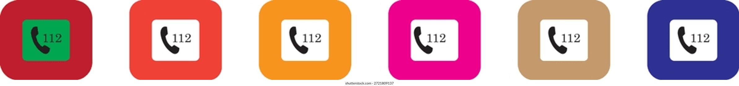 Notruf-Symbolsatz, flaches design, Vektorgrafik.112 Notruf-Vektorsymbol