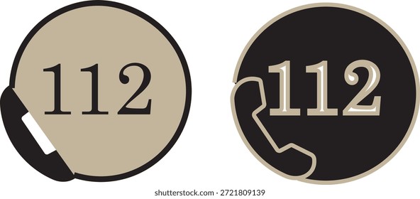 Conjunto de iconos de llamadas de emergencia, Ilustración vectorial de diseño plano. Icono de Vector de llamadas de emergencia 112