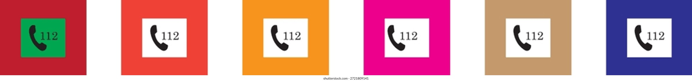 Conjunto de iconos de llamadas de emergencia, Ilustración vectorial de diseño plano. Icono de Vector de llamadas de emergencia 112