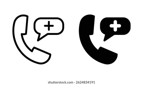 Emergency call icon set, medical phone emergency call icon, isolated on white background.