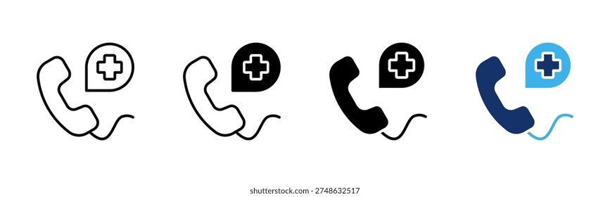 Icono de llamada de emergencia conjunto de múltiples estilos de colección