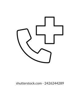 Emergency call icon. Simple outline style. Call doctor, phone, medical telephone, help, contact, talk, communication concept. Thin line symbol. Vector illustration isolated.