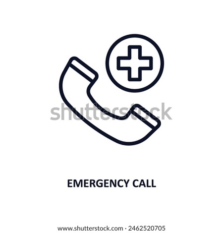 emergency call icon. Thin line emergency call icon from medical collection. Outline vector isolated on white background. Editable emergency call symbol can be used web and mobile