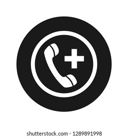 Emergency call icon vector illustration design isolated on flat black round button