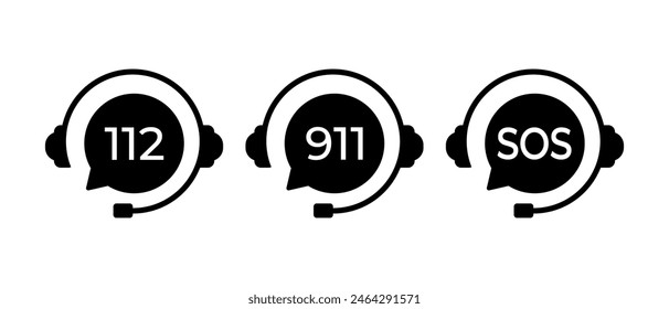 Vector de icono de llamada de emergencia. Símbolo de número de teléfono de ayuda