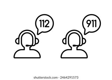 Emergency call icon vector set. Emergency service, operator symbol
