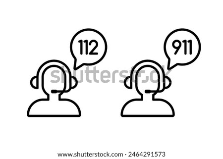 Emergency call icon vector set. Emergency service, operator symbol