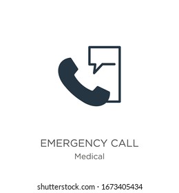 Vector de icono de llamada de emergencia. Icono moderno de llamada de emergencia plana de la colección médica aislada en fondo blanco. La ilustración vectorial se puede utilizar para diseño gráfico web y móvil, logotipo, eps10