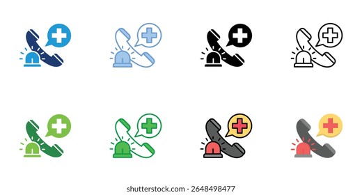 Emergency Call Icons Set Vector Multiple Style Collection