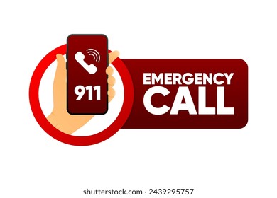 Emergency Call label. SOS emergency call. 911 calling. Hotline concept. Vector Illustration.