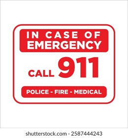 Emergency Call label. SOS emergency call. 911 calling. Hotline concept.