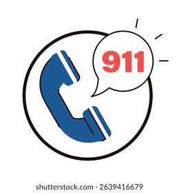 Emergency call line icon vector isolated. Call 911, number of emergency service. SOS symbol, contact police or ambulance.