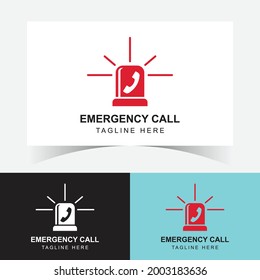 Emergency Call Logo Design Template. emergency call, emergency light icon vector template logo. Police Or Ambulance Red Flasher Siren.