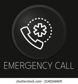 Llamada de emergencia icono de línea vectorial mínimo en el botón 3D aislado en el fondo negro. Vector Premium.