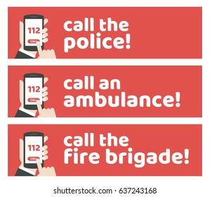 Emergency call number 112 - concept, banner template