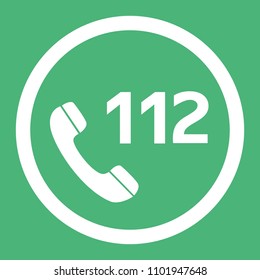 Emergency call number 112 flat design vector icon. Web button in eps 10.