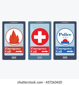 Emergency call number sign (ambulance, police department, fire brigade, custom number 911)