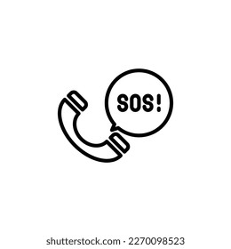 Iconos del contorno de llamadas de emergencia. Ilustración vectorial. Icono aislado adecuado para web, infografías, interfaz y aplicaciones.
