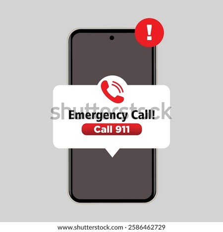 emergency call in the phone. SOS message. SOS bell red icon. Emergency hotline. 911 calling.