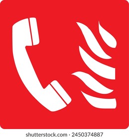 Emergency call, emergency phone, telephone, Fire brigade phone, fire safety sign