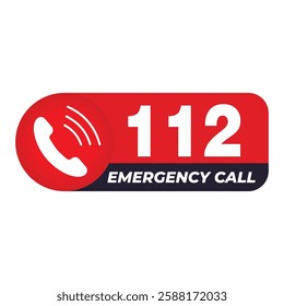 Emergency call symbol with a ringing telephone icon with the number 112 which says Emergency call below the number