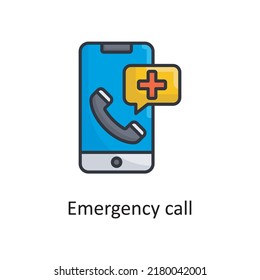 Ilustración de diseño de iconos de contorno relleno del vector de llamada de emergencia. Símbolo médico sobre archivo EPS 10 de fondo blanco