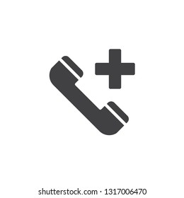 Emergency call vector icon. filled flat sign for mobile concept and web design. Hospital phone glyph icon. Medical support symbol, logo illustration. Pixel perfect vector graphics