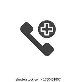 Notruf-Vektorsymbol. volles Flachzeichen für mobiles Konzept und Webdesign. Der Krankenwagen nennt das Symbol "glyph". Symbol, Logo-Abbildung. Vektorgrafik