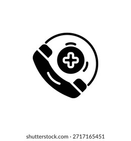 Icono de Vector de llamada de emergencia. Icono de medicina estilo sólido. Uso perfecto para logotipo, presentación, Sitio web y más. Estilo de glifo de diseño de icono moderno