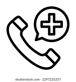 Diseño de iconos de la línea del vector de llamadas de emergencia