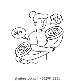 Emergency Call vector outline illustrations. EPS 10 file