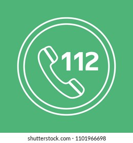 emergency call white and green vector icon, circle flat design internet button, web and mobile app illustration