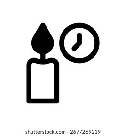 Vela de emergencia. Icono de Vector de trazo delineado con detalles rellenos de negro.