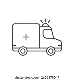 Emergency car icon in line stroke flat style. Ambulance vector illustration on isolated background. Transport sign business concept.