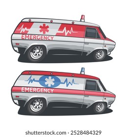 Emergency Car Isolated. Ambulance. Medical Vehicle. Medicine concept. Medical background. Medical and pharmacy elements. Medical Education Illustration