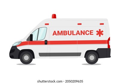 Emergency car isolated on the white background, Vector illustration