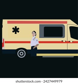 Emergency car red and white ambulance medical vector