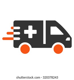 Emergency Car vector icon. Style is bicolor flat symbol, orange and gray colors, rounded angles, white background.