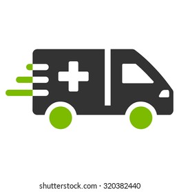 Emergency Car vector icon. Style is bicolor flat symbol, eco green and gray colors, rounded angles, white background.